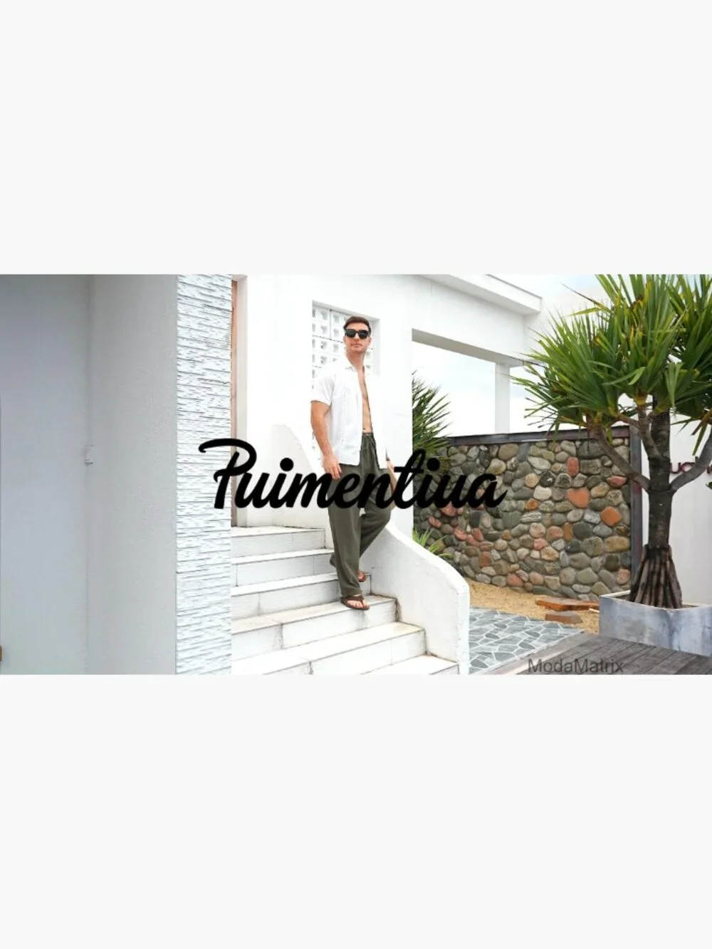 Men's Linen Pants Elastic Waist Drawstring Loose Fit Casual Summer Beach Pants